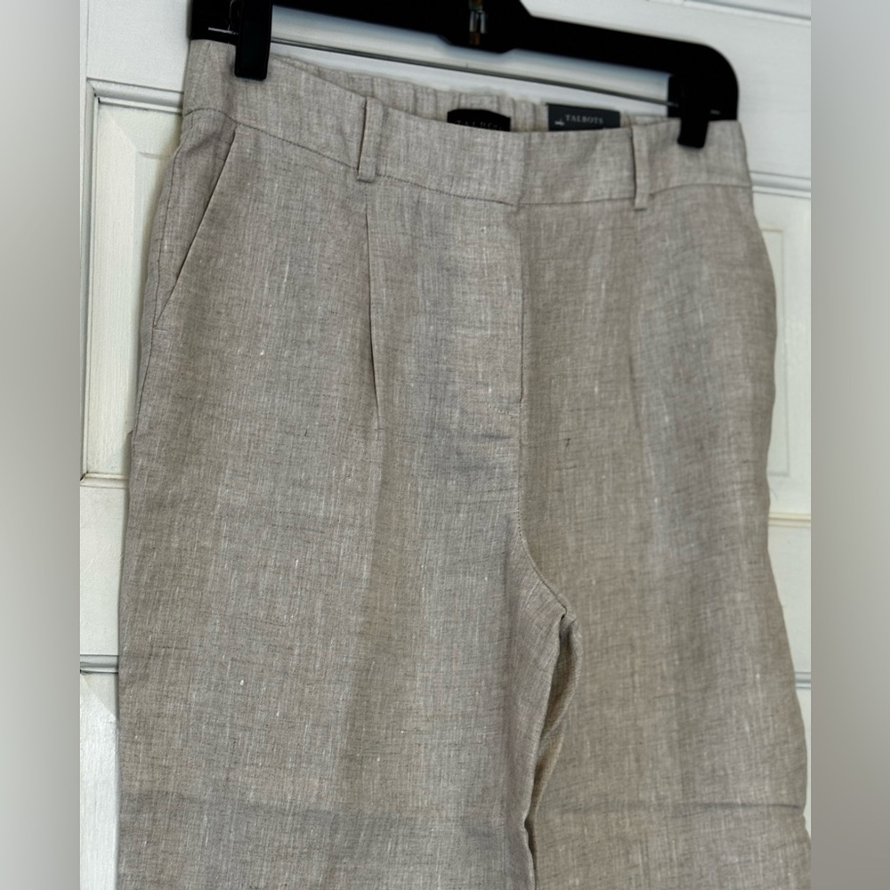 Talbots Linen Cropped Ankle Pants in‎ Light Taupe - Picture 3 of 10